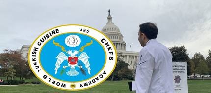 In chef whites before the United States Capitol.