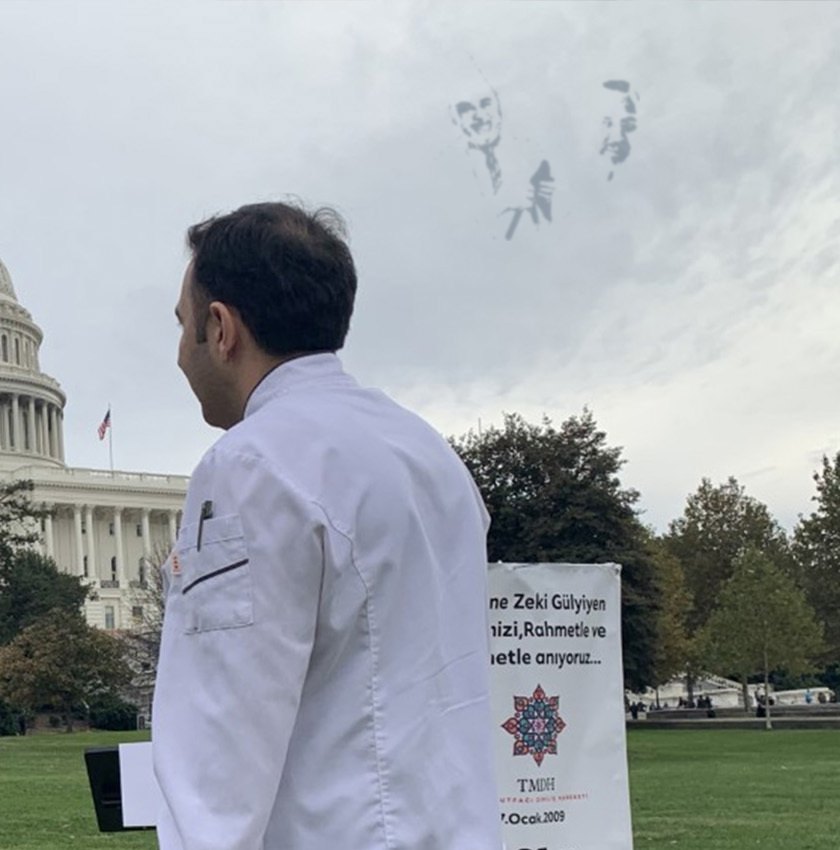 In chef whites before the United States Capitol.